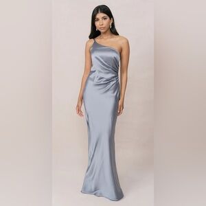 Revelry Jade Satin Dress in French Blue - 8
